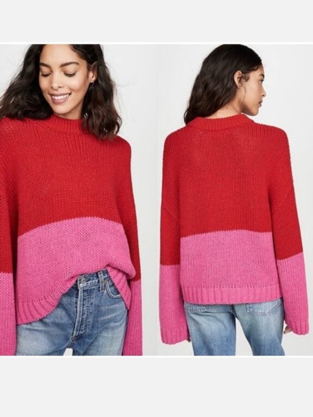 Xirena Sundance Alpaca Blend Pink and Red Knit Sweater